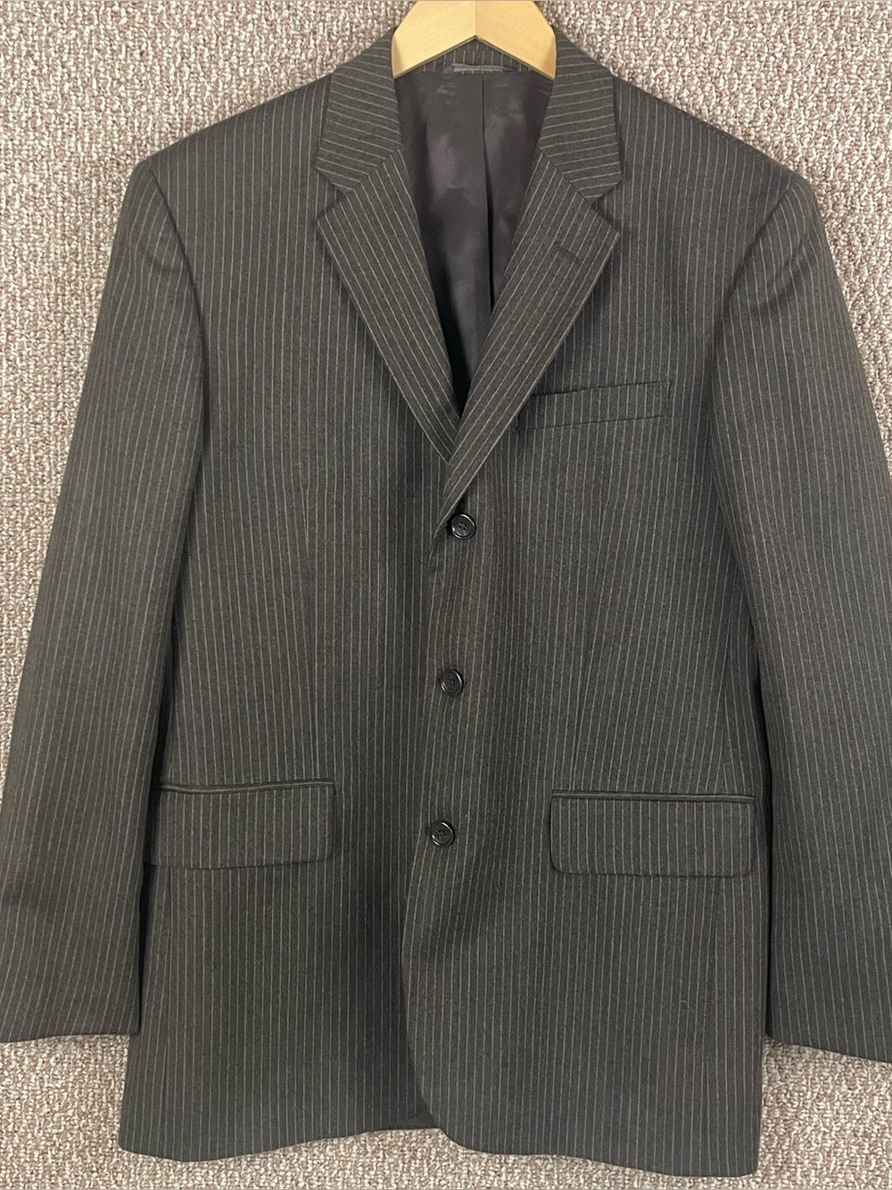 Banana Republic Sport Coat Mens 40R Brown Pinstripe Heavy Cotton Blazer Jacket
